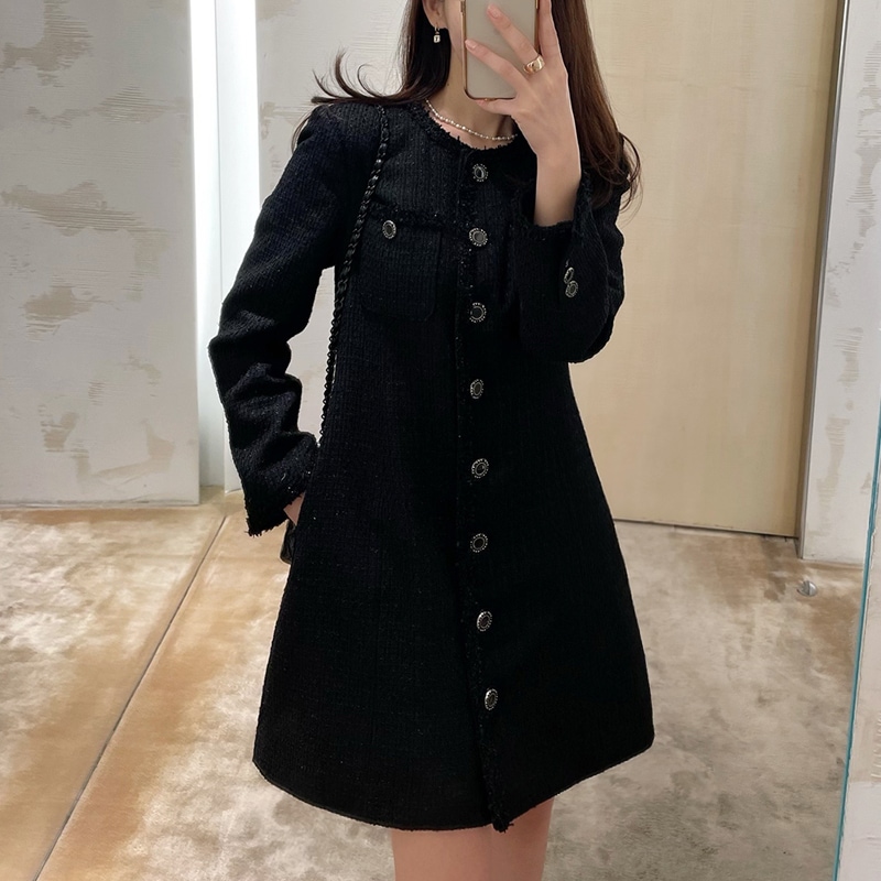 ブラックツイードワンピース