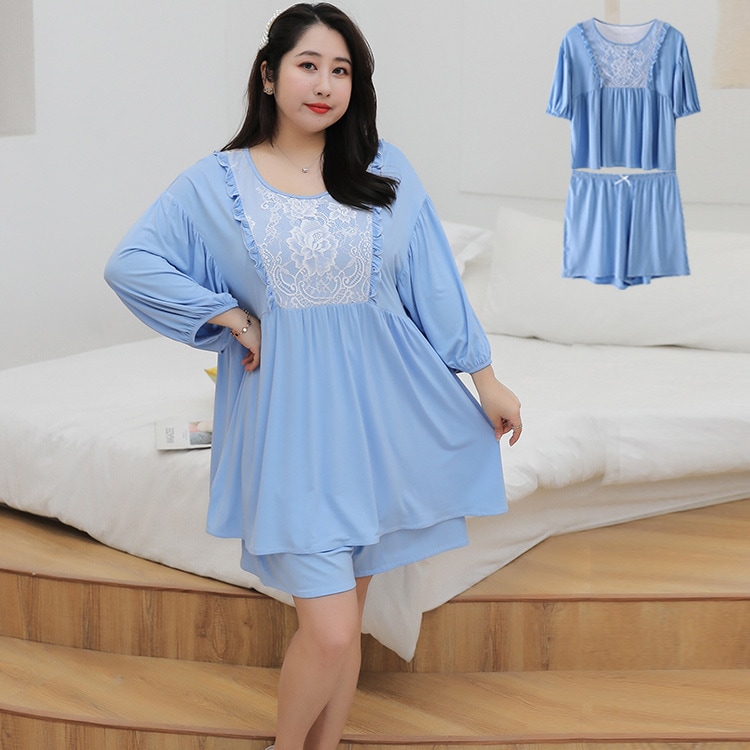 パジャマ 大きいサイズ レディース マタニティ 4XL 3XL 2XL XL 半袖 半ズボン モデル 春夏 接触冷感 ひんやり 薄手 涼しい 2点上下セット 無地 可愛い おしゃれ ゆったり 体型カバ