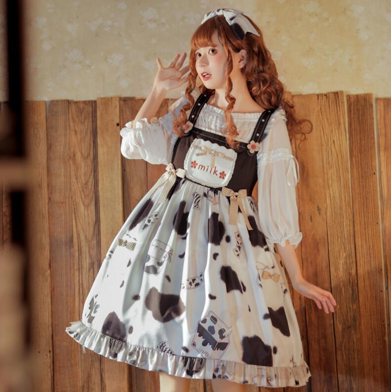 ロリータワンピース ジャンパースカート 可愛いロリータ服 甘ロリータ プリンセスドレス 可愛いワンピース プリント柄 パーティードレス フレアワンピース Lolita 大人コスチューム ゴスロリ ハロ