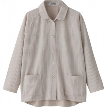 ケアファッション カット衿付マグネット釦カーディガン(指先ストレッチ)(婦人) キナリ M～L 82060201