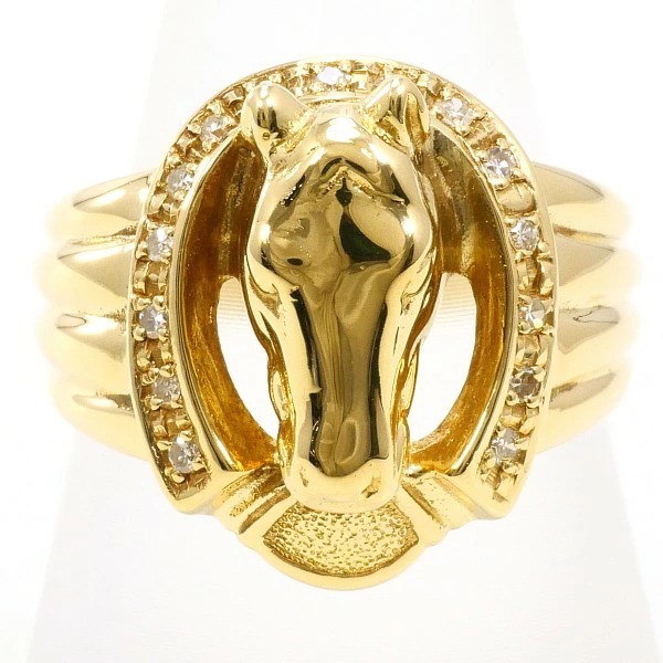 K18 18金 YG リング 12号 ダイヤ 0.13 カード鑑別書 【中古】