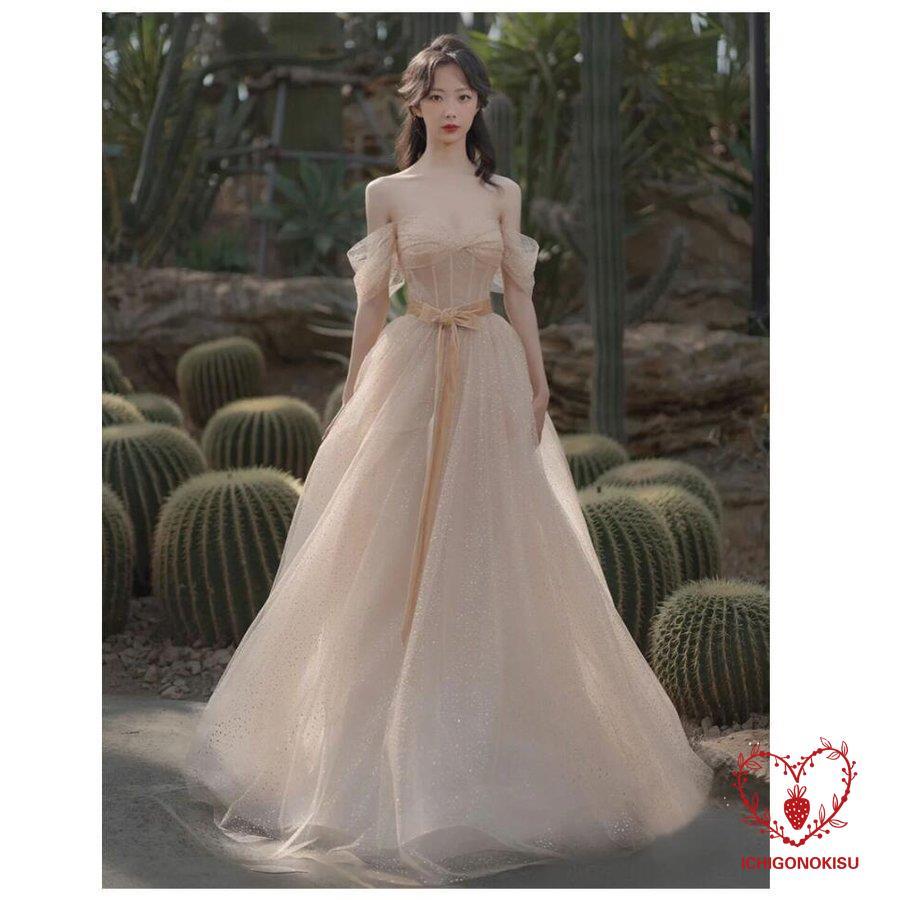 パーディードレス ロングドレス ウエディングドレス オフショルダー 二次会 披露宴 卒業式 成人式 ビアノ 20代 30代 40代 結婚式 お呼ばれドレス 高級