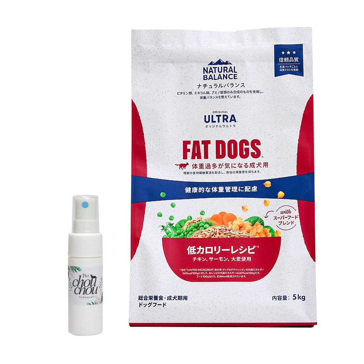 オリジナルウルトラ 成犬用 チキン&サーモン 低カロリー 5kg【天然ハーブ虫除けスプレー 犬用 15ml付き】