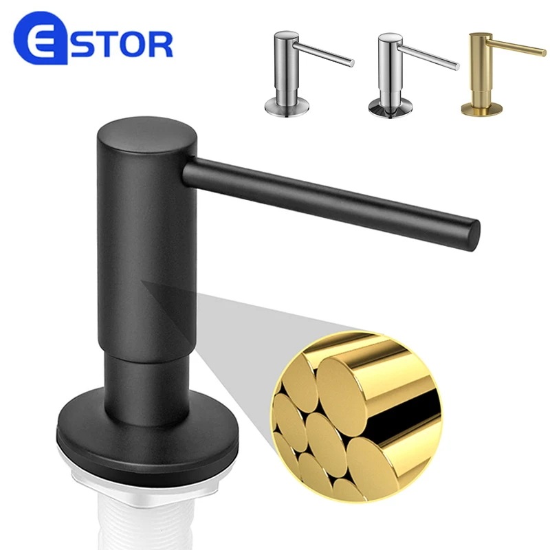 内蔵ポンプキッチン液体石鹸ボトル 500 ミリリットル真鍮ブラッシュニッケルソープディスペンサーブラックキッチンシンクソープディスペンサー