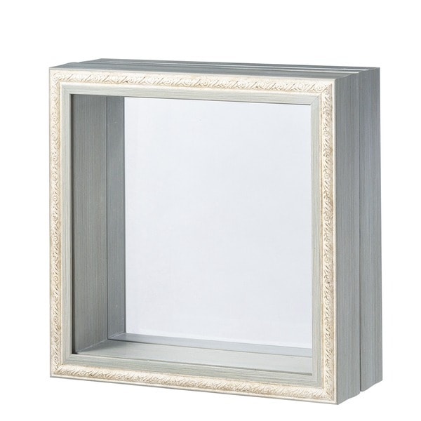 宙に浮いてるような透明収納ケース クリアケースフレーム付き（200角 収納寸法：200x200x55+30mm） ライトブルー