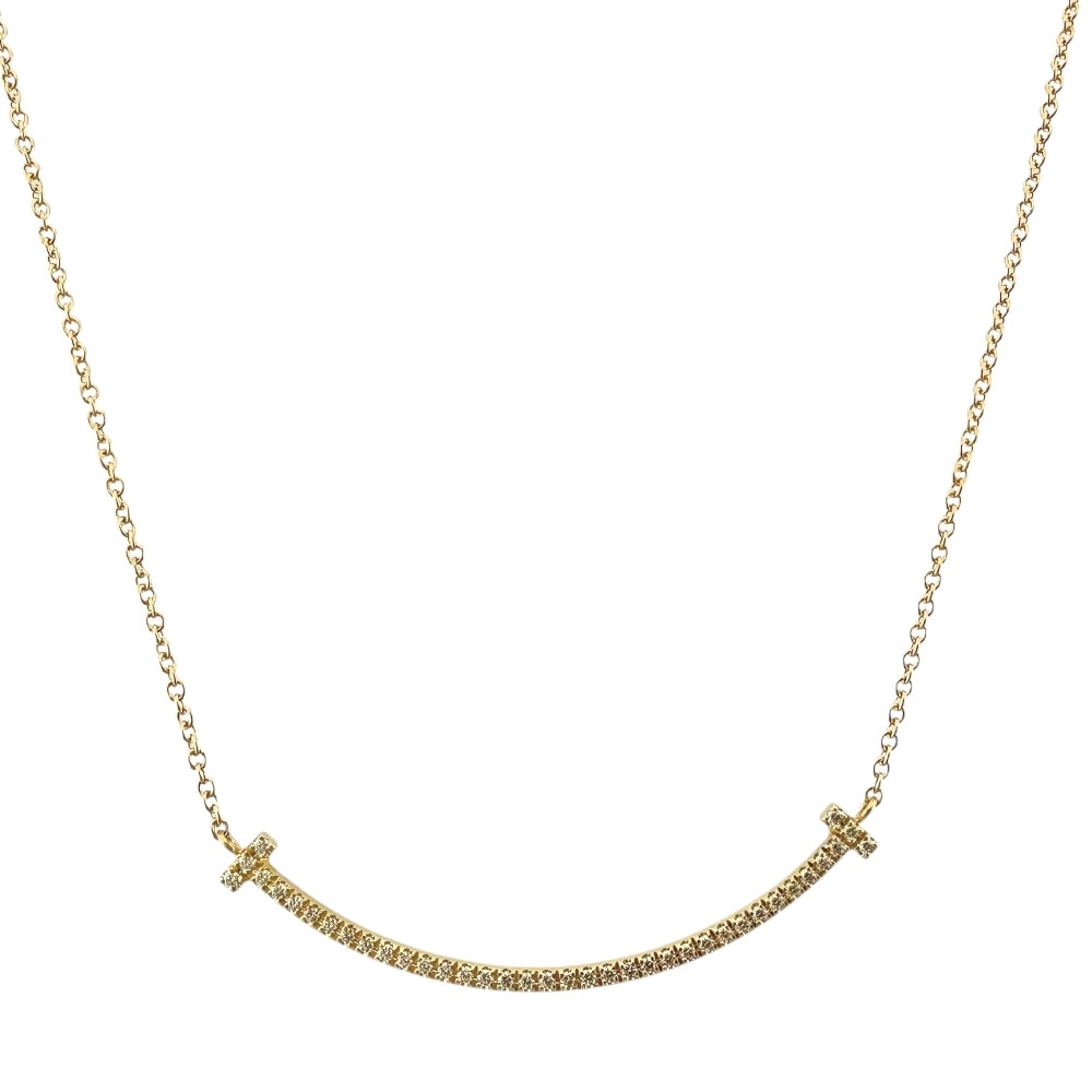 ティファニー Tスマイル ネックレス 18金 K18イエローゴールド ダイヤモンド TIFFANY&Co. 中古 美品