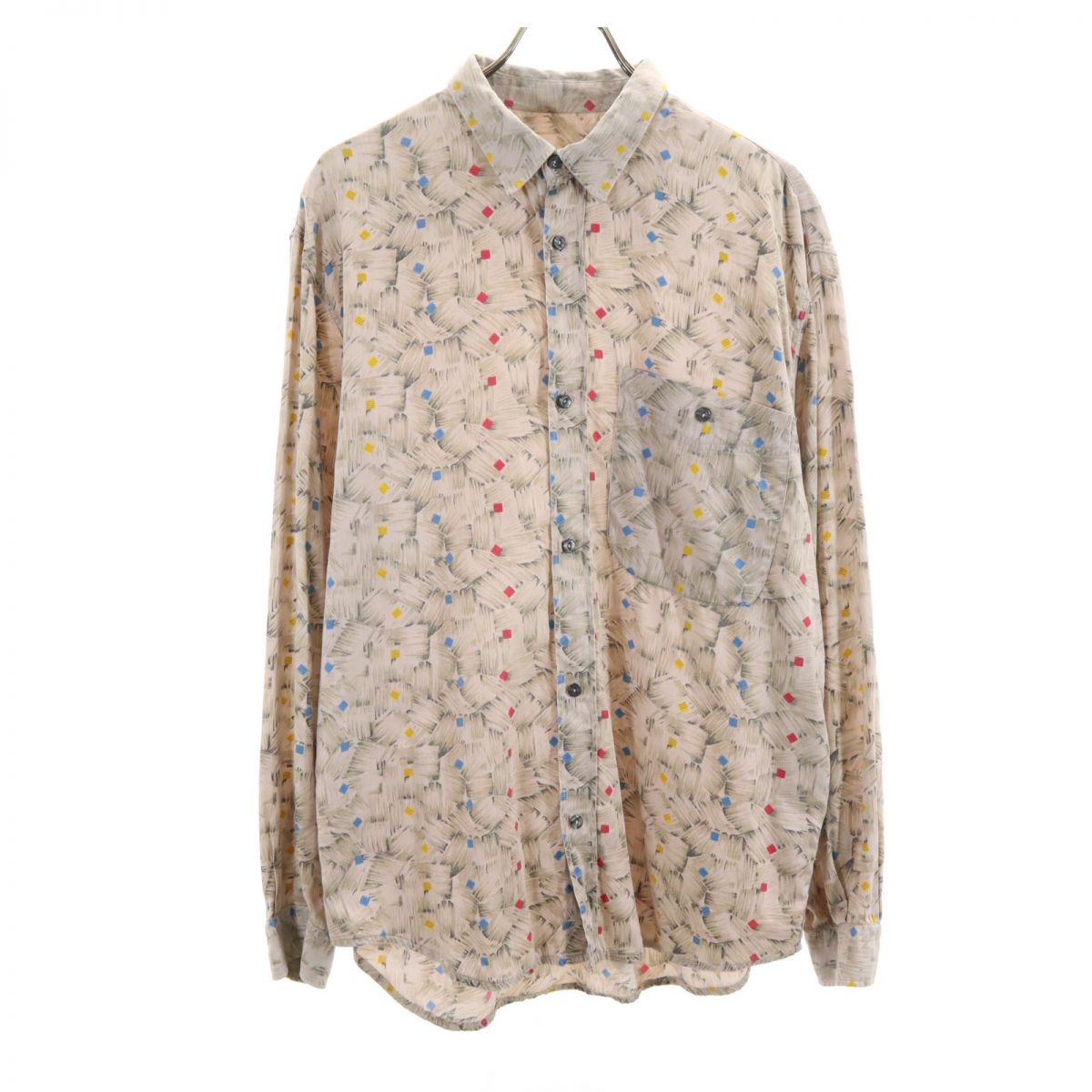 WAMPUM イタリア製 総柄 長袖 シャツ XL ブラウン系 オールド ヴィンテージ メンズ 5,217円