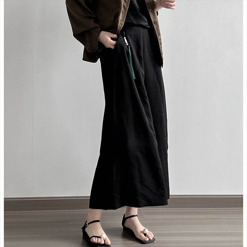 ボトムス レディース ワイドパンツ タック 長ズボン Aライン スカパン ハイウエスト 大人可愛い きれいめ シンプル 上品 大人女子 おしゃれ お洒落 かっこいい レトロ エキゾチック アジアン ク