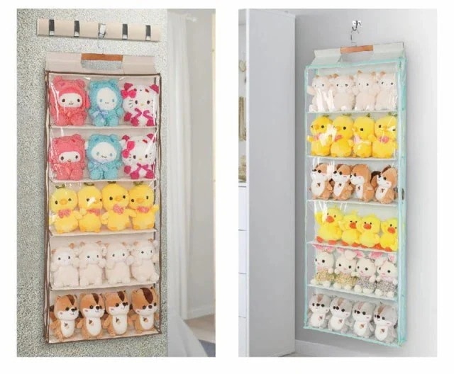 ぬいぐるみウォールポケット 5段/6段収納ケース ディスプレイ コレクションケース 収納ボックス コレクション ぬいぐるみ 収納 見せる収