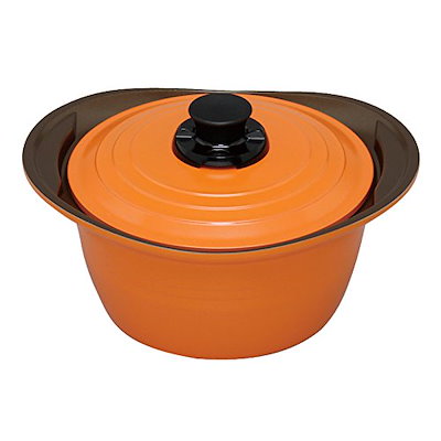 アイリスオーヤマ 両手鍋 無加水鍋 24cm 深型 IH対応 オレンジ MKS-P24D