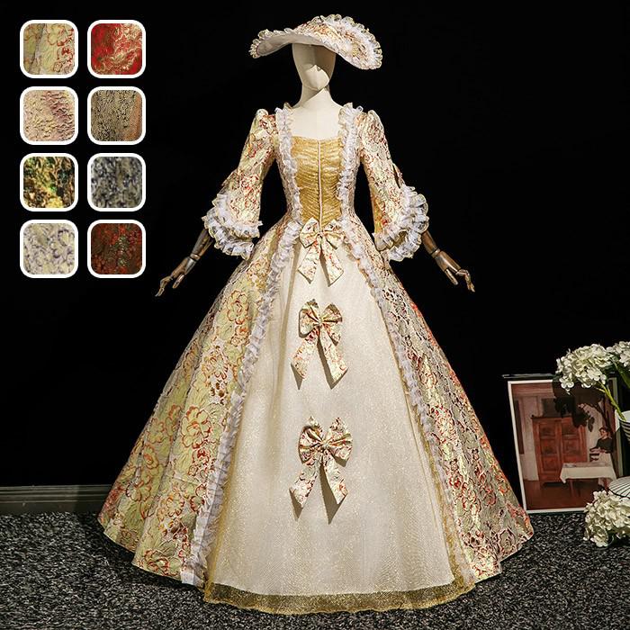 最新モデル登場！貴族 ドレス 油絵風 お姫様 衣装 カラードレス ロング 宮廷 王族服 お嬢様 舞台衣装 復古 ジュリエット ヨーロッパ ステージ衣装 オペラ声楽 撮影 西洋ドレス レディース ロング