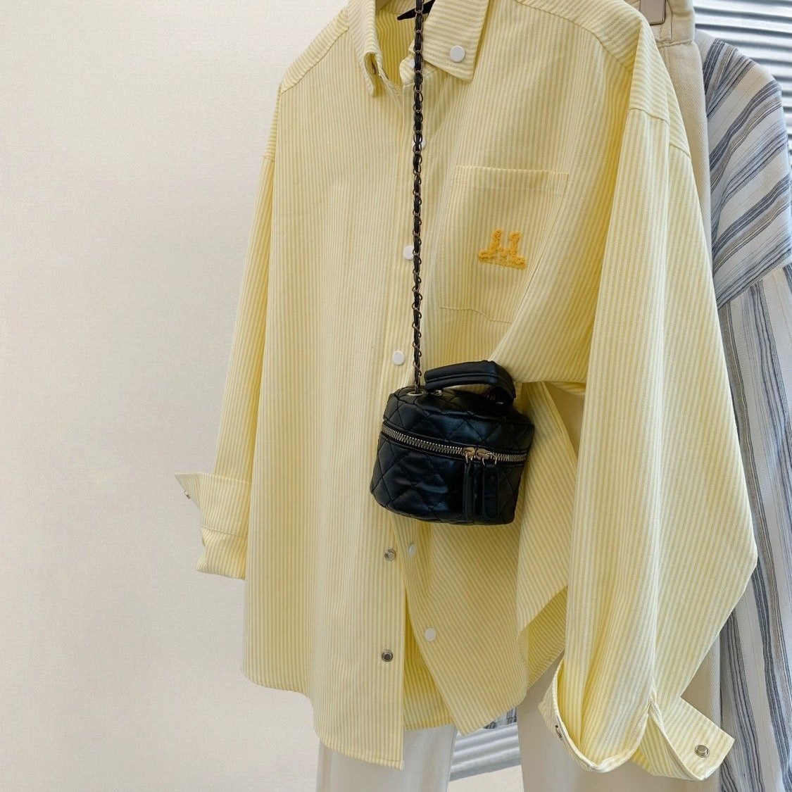 アメリカン レトロ 黄 ストライプ Polo 襟 シャツ アウター レディース ゆったり カジュアル カーディガン リラックス chic トップス49797
