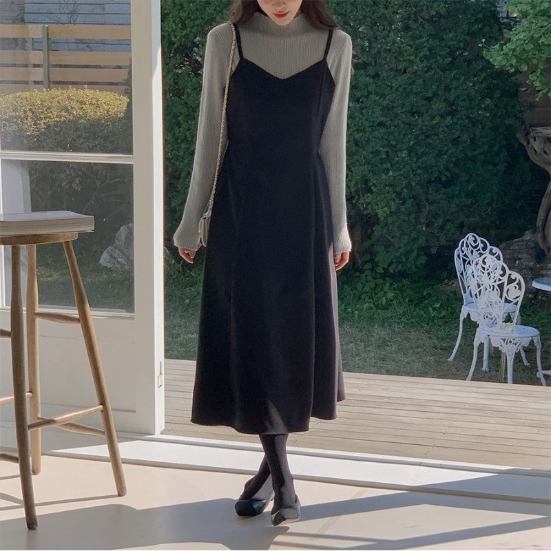【急速出荷】 体型カバー ルーズ ノースリーブ キャミワンピース ロングワンピース ワンピース 韓国風ファッション レトロ