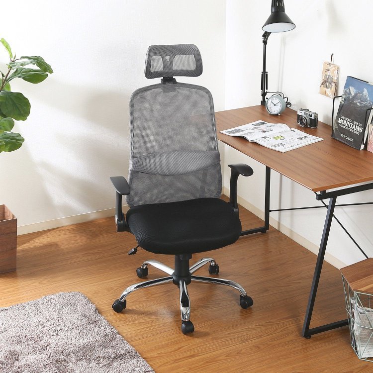 オフィスチェアー おしゃれ ヘッドレスト付き 肘掛け メッシュ デスクチェア