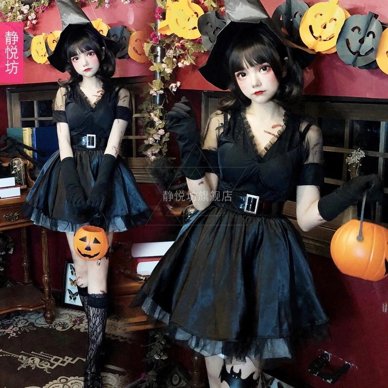 【5点セット】ハロウィンコスプレ 大人用 衣装 巫女 仮装 コスチューム衣装 レディースワンピースレディース パーティーイベント用品 ゴシック