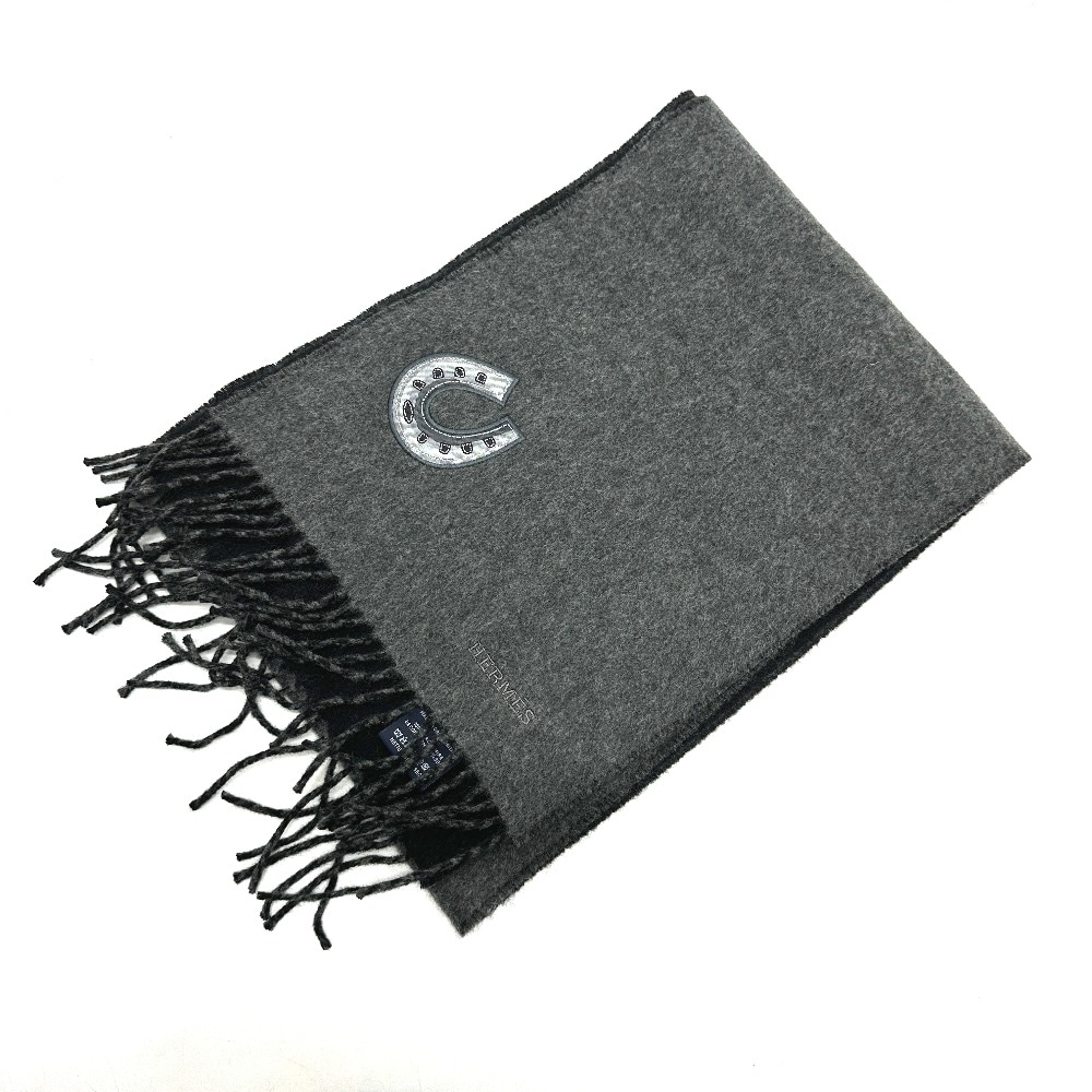 マフラー ダブルフェイス フリンジ カシミヤ ブラック