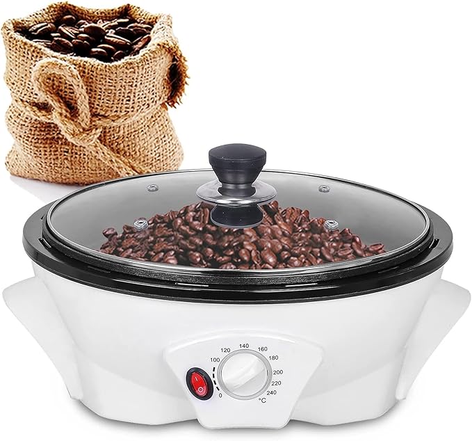 電気コーヒー豆ロースター 家庭用 ノンスティック 温度調節 0240℃ 1200W 均一焙煎 お手入れ簡単 大容量 初心者向け コーヒー焙煎機 カフェ 業務用対応 レストラン用