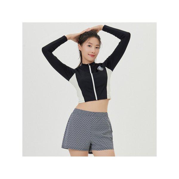 スキッパーレジャー ジップアップ ラッシュガード セット A4BL1PS08BLK