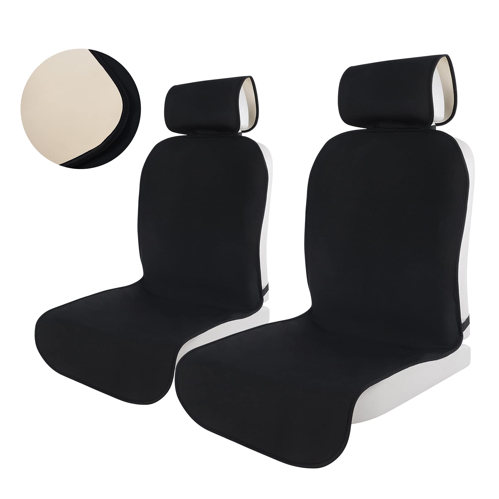 カーシートカバー 防水 車防水シートカバー 前席用 軽/普通車に適用 ずれにくい ベージュ色SBRボンディング 浅色シートに最適 シート保護 ブラック フロント 2枚セット (SB 84585 4,743円