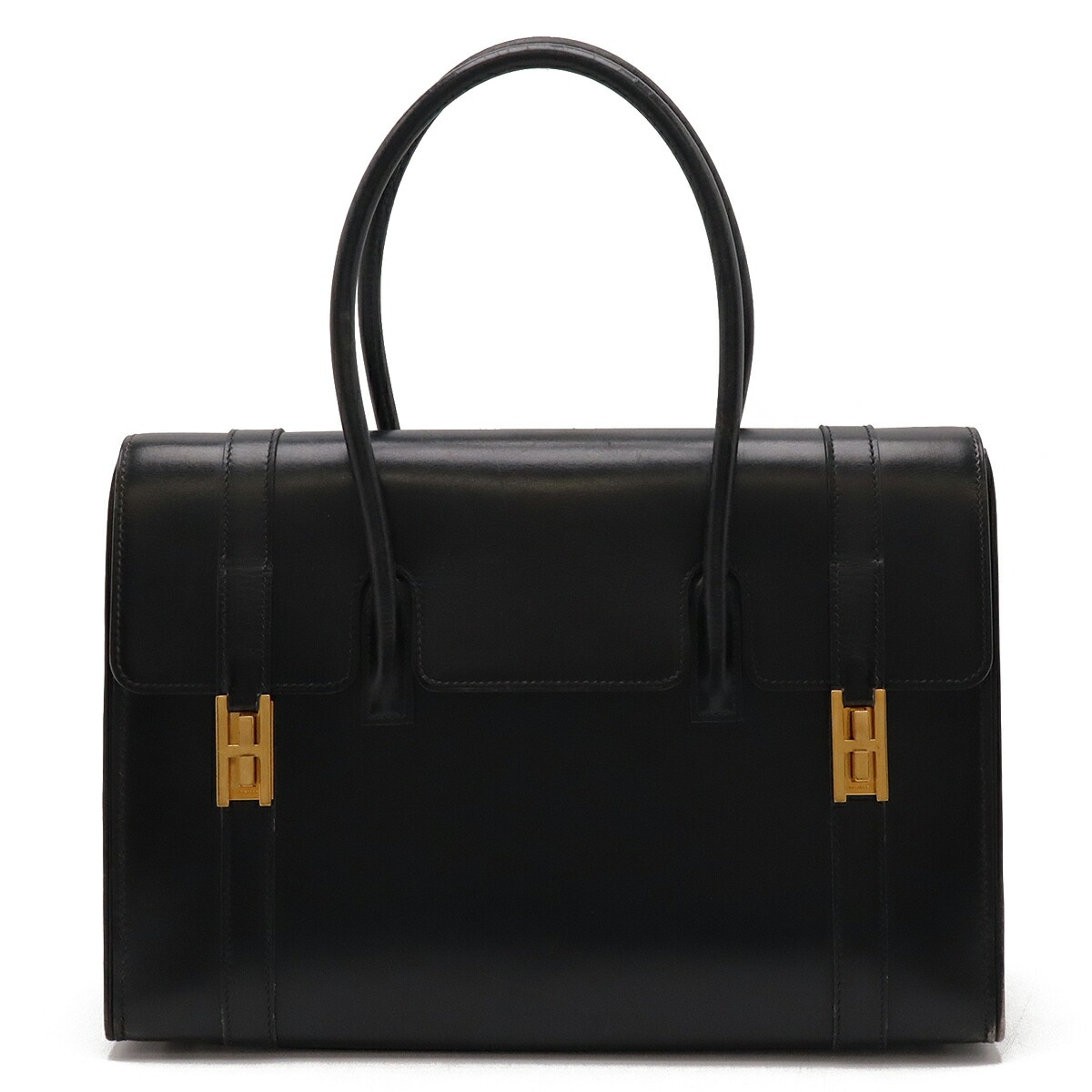 ドラッグ30 ハンドバッグ ボックスカーフ BOXカーフ レザー ブラック 黒 ゴールド金具 M刻