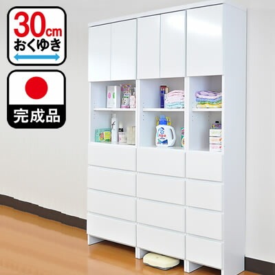 ランドリー収納棚　ランドリーラック （幅55ｃｍレノアハピネス)【　スリム　国産　完成品　収納棚　扉付き　ランドリーチェスト タオル　洗面所 収納　サニタリー収納　サニタリーチェスト　幅55 収納　幅
