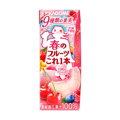 他サイト： カゴメ 春のフルーツこれ一本 白桃＆さくらんぼブレンド 200ml×24本 【季節限定品】の商品画像