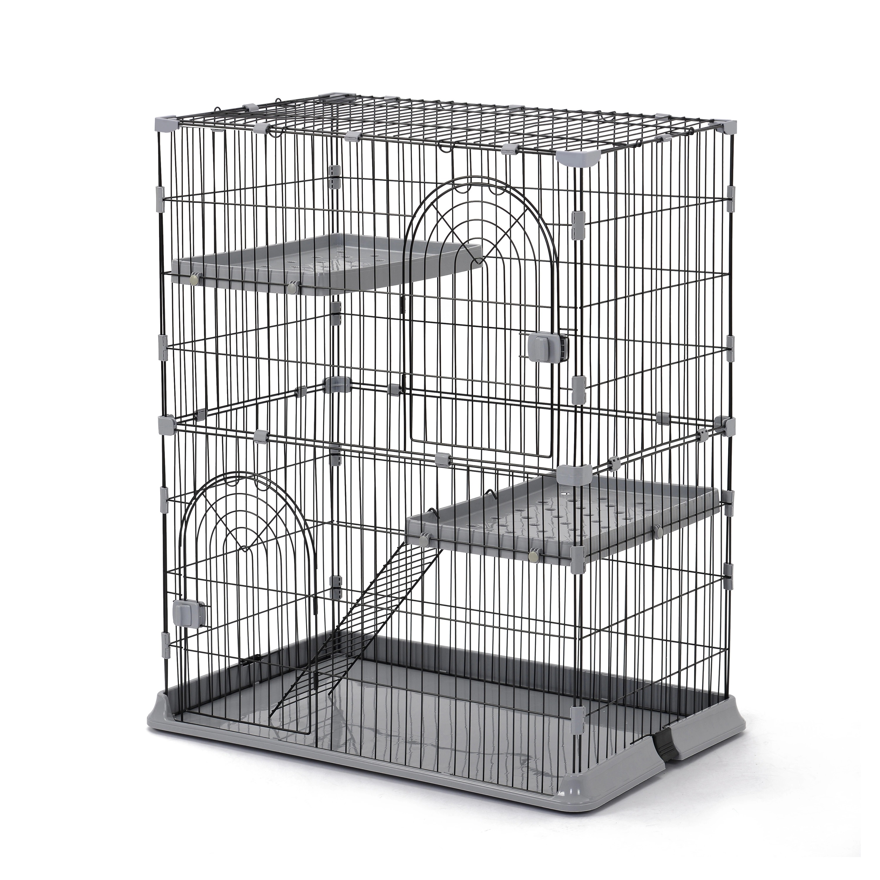 おしゃれ 猫 ケージ キャットケージ 2段 猫ゲージ おしゃれ キャットハウス ネコ ハウス 多段 留守番 保護 脱走防止 多頭飼いペットケージ【グレー】 10,819円