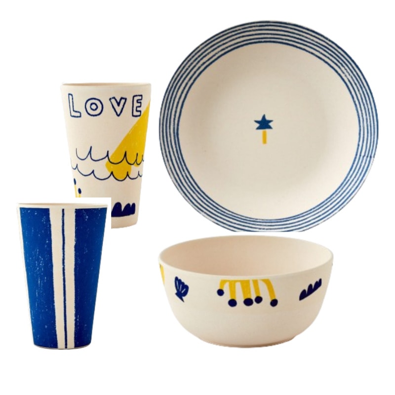 サマー ブルー 竹 ファイバー 4点 セット