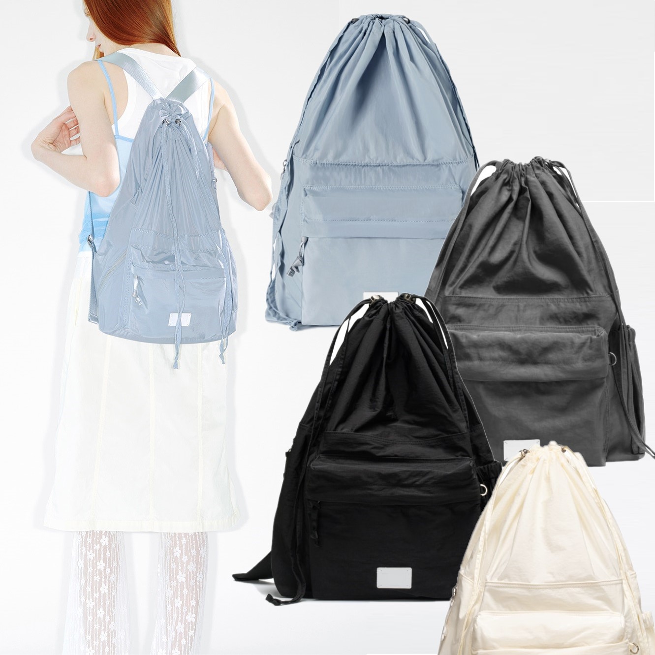 DRAWSTRING BACKPACK カジュアル トレンド おしゃれ デートコーデ ミニマル ビンテージ スポーティ ストリートファッション