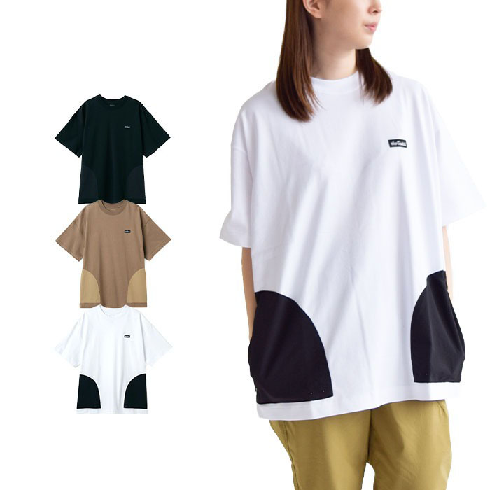 Tシャツ レジャー ポケット ティー 半袖 無地 刺繍 ロゴ ロゴ刺繍 ワンポイント ポケット付き トップス 綿100％ シンプル おしゃれ　WT23040KY