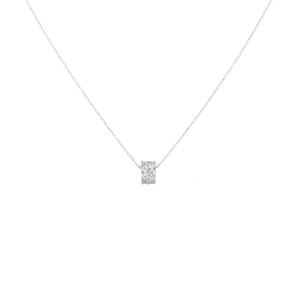 ALLEUN シルバー 925 キュービックラウンドペンダントチェーンシルバーネックレス