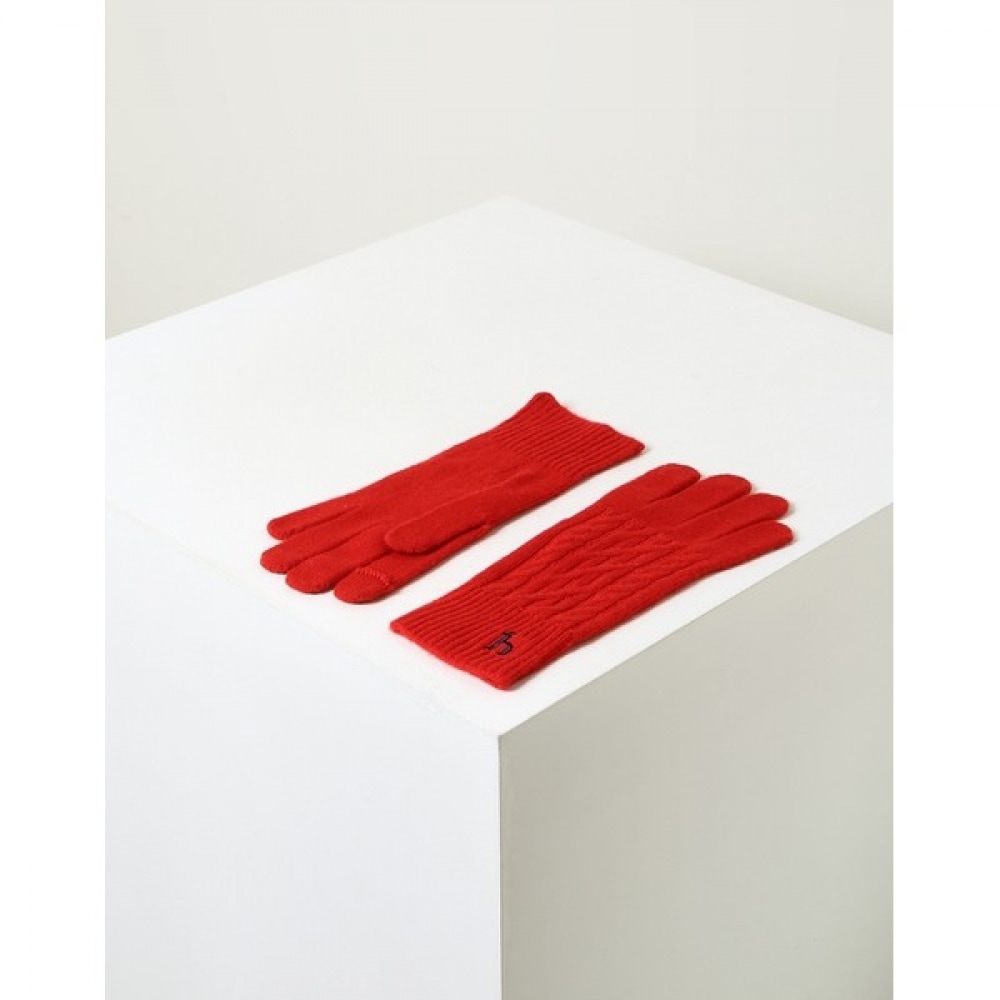 (ヘッジスレディース) 24FW ケーブルニットグローブレッド HSGV4D901R2