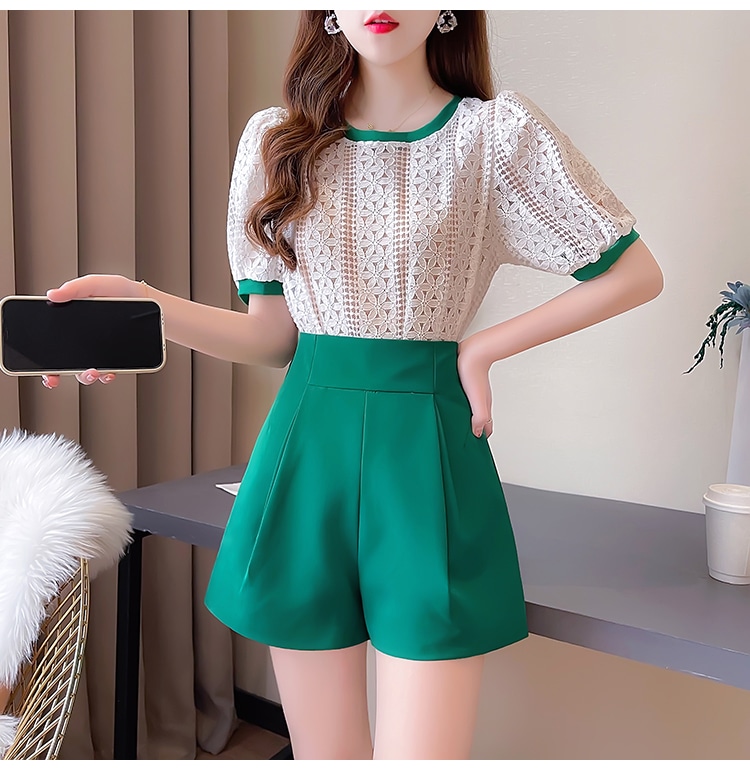 【日本未発売/送料無料】レディース セットアップ トップス プルオーバー 半袖 パフスリーブ