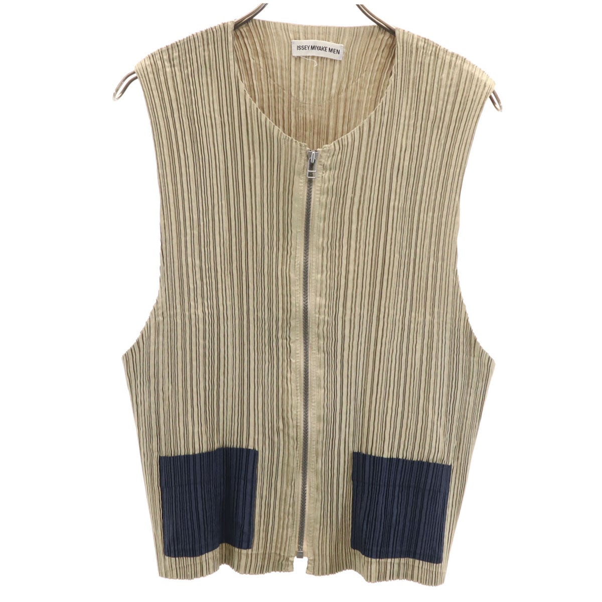 ISSEY MIYAKE MEN イッセイミヤケメン 90s 日本製 オールド プリーツ ベスト M ベージュ メンズ 古着 15,464円