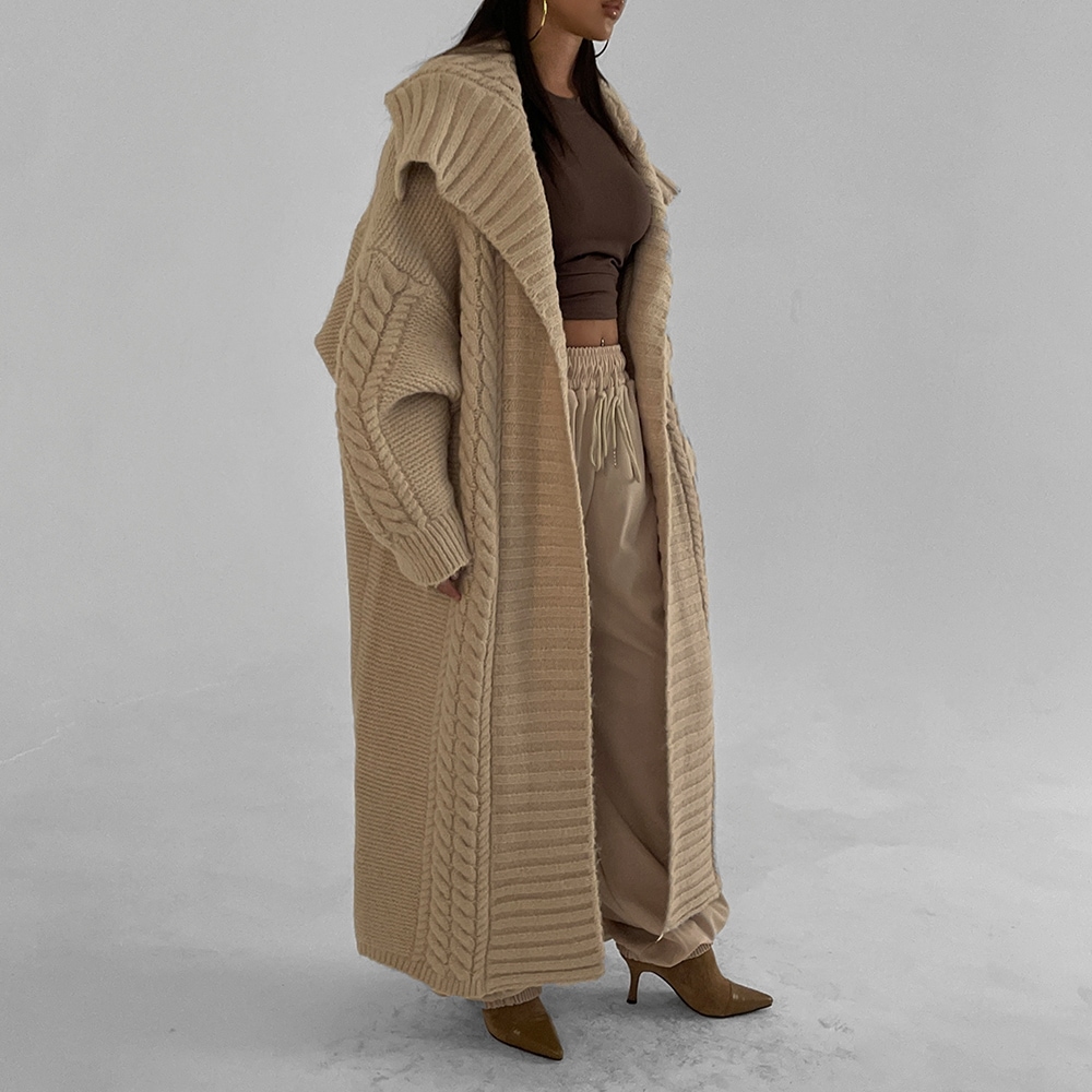 オブ カラネック ケーブル リブ ロング カーディガン 6,177円