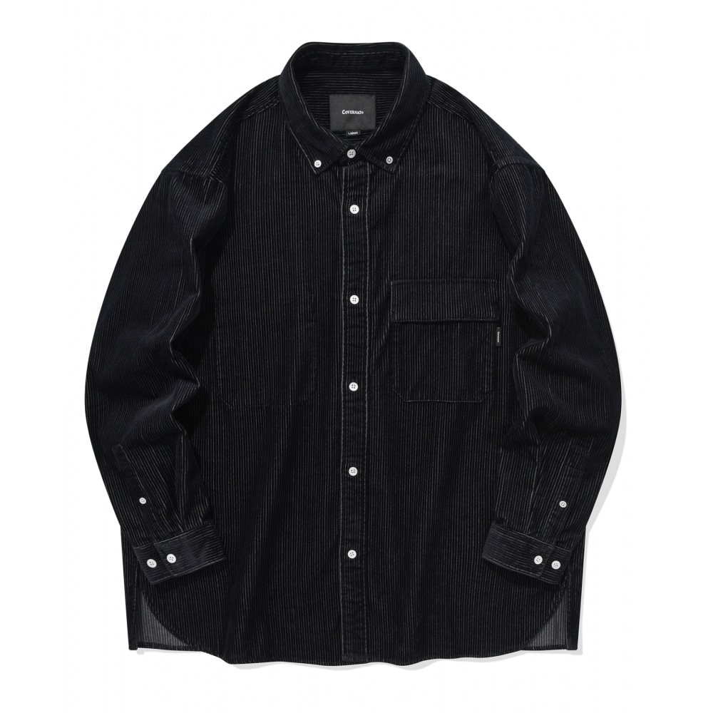 COVERNATコーデュロイオーバーサイズシャツネイビー