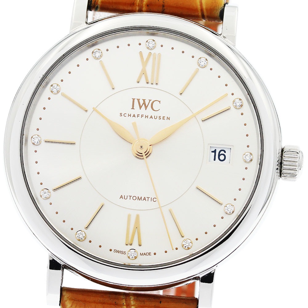 IWC IWC SCHAFFHAUSEN IW458101 ポートフィノ 12Pダイヤ デイト 自動巻き ボーイズ 保証書付き_955733【中古】