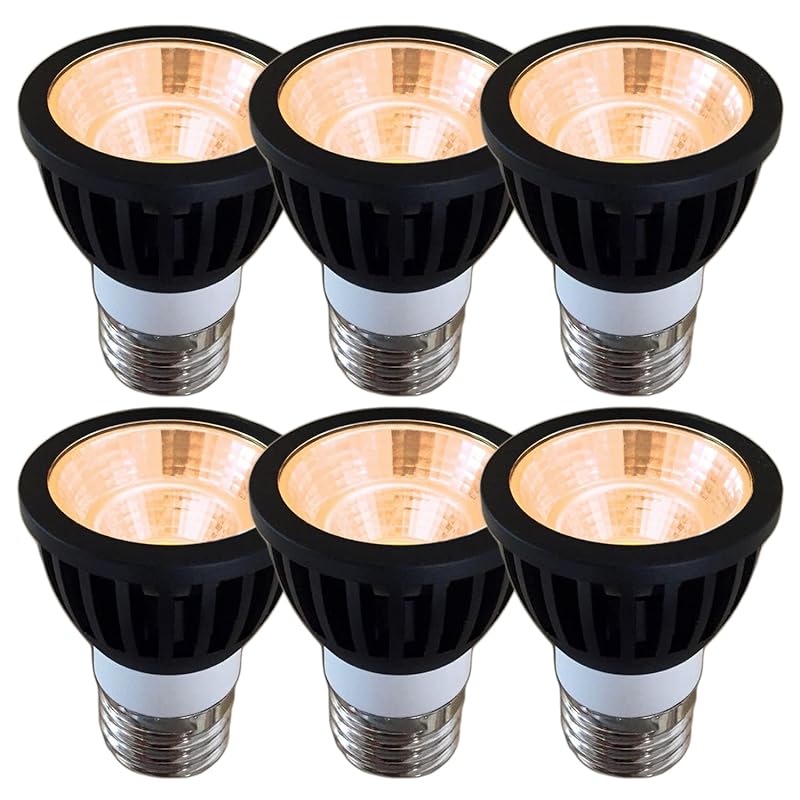 Fwaytech led レフ電球 e26 調光 7W LEDハロゲン電球60W75W相当 ダクトレールLEDスポットライト 密閉器具対応 6個セット (電球色相当(2700K), 本体黒 (中角3