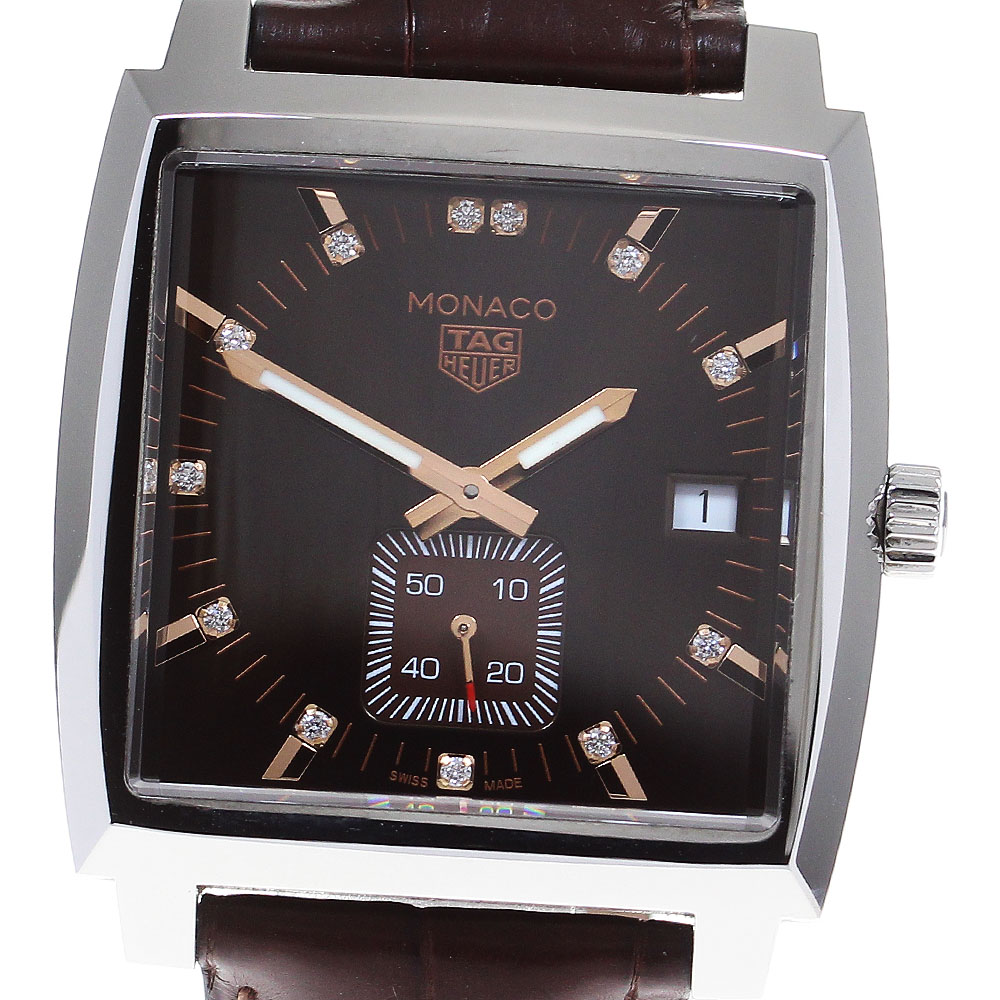 タグホイヤー TAG HEUER WAW131E モナコ 12Pダイヤ デイト クォーツ メンズ 箱・保証書付き_839294【中古】