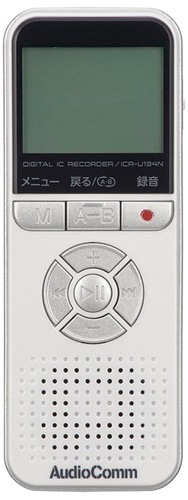 オーム ICR-U134N(03-1908) デジタルICレコーダー 4GB ホワイト ICRU134N031908