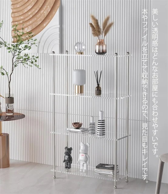 アクリルラック オープンシェルフ 2段ラック 3段ラック4段ラック本棚 収納 棚 簡単組立 キャスター付き おしゃれ 収納棚 ディスプレイ ラ