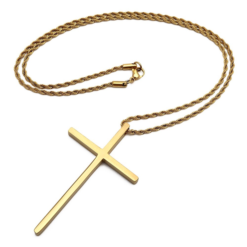 ステンレス クロスネックレス [n517-gold]