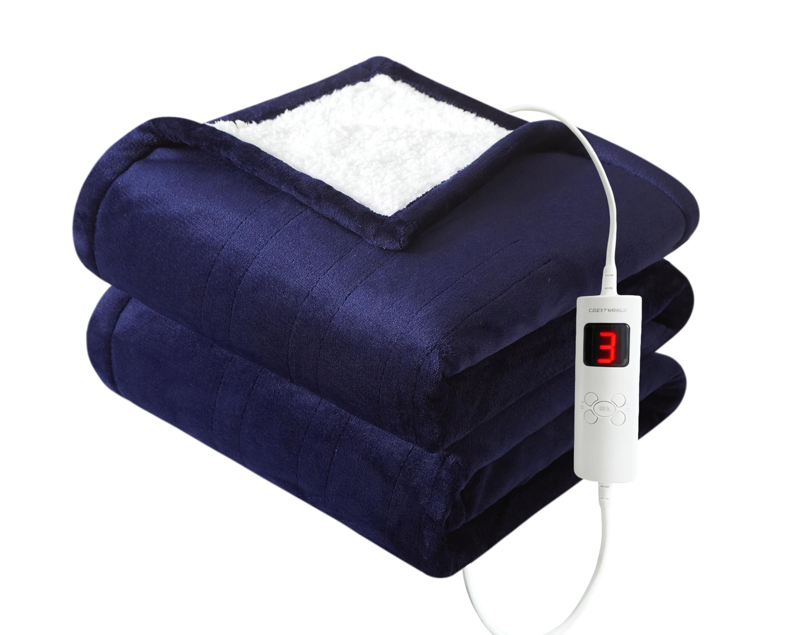 電気敷き 9段階温度調節9段階タイマー調節ブランケット 厚手柔らかな肌触り電気毛布ダークブルー 188x130cm) 5,489円