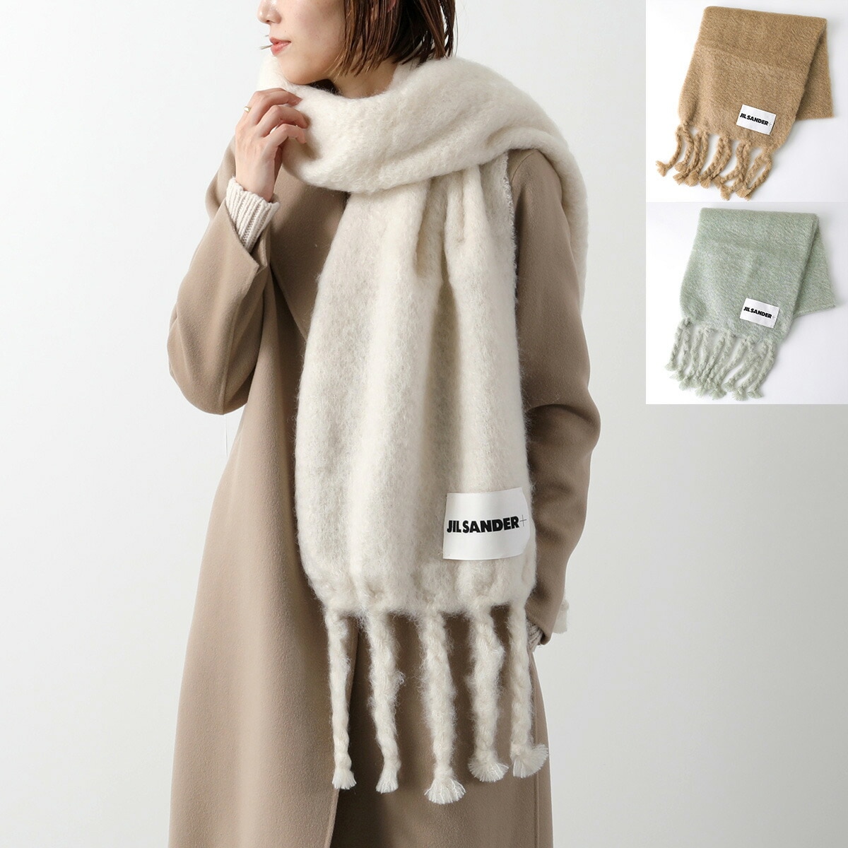 JIL SANDER+ ジルサンダー プラス マフラー J40TE0118 J40041 レディース フリンジ ウール モヘア ロゴラベル ストール カラー3色