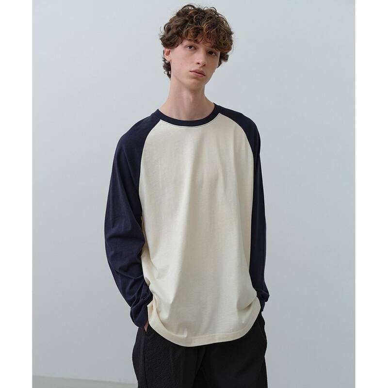 Nau ラグラン長袖Tシャツ ライトイエロー 496225