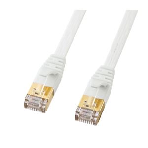 (まとめ)サンワサプライ CAT7ウルトラフラットLANケーブル(0.5mホワイト) KB-FLU7-005W(×3セット)