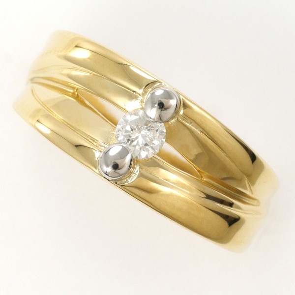 PT900 プラチナ K18YG リング 指輪 6.5号 ダイヤ 約0.1ct ジュエリー 中古