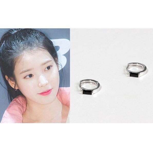 IU着用One clip squareシルバーイヤリングアクセサリー韓国人気ブランド女性アクセサリー