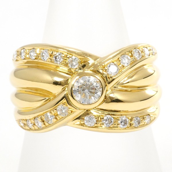 K18 18金 YG リング 指輪 12号 ダイヤ 0.326 0.25 鑑別書 ジュエリー 中古