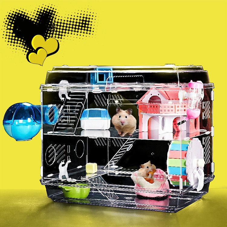 ハムスター家 飼育ケース ハムスターケージ プラケース 透明 ヴィラ色ハムスター 2階建て 給水器 8,483円